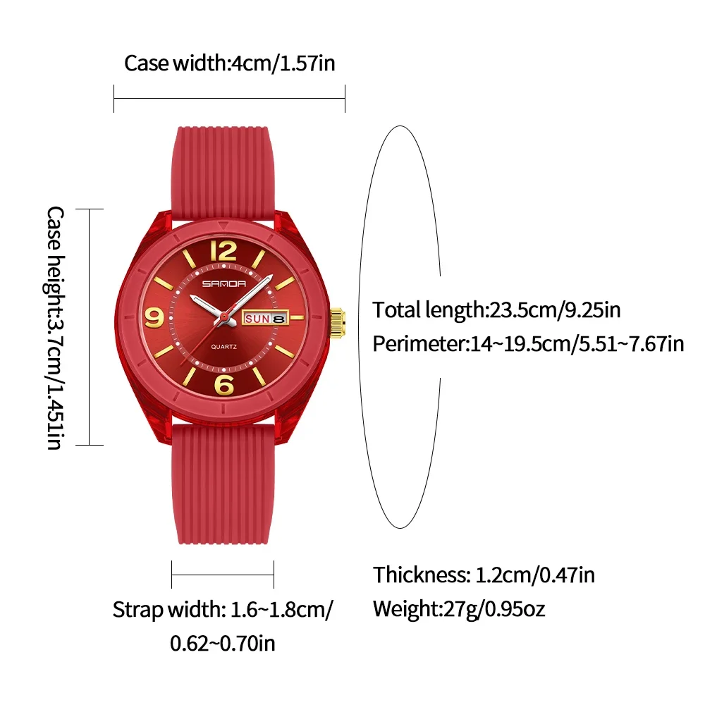 SANDA Quartz Watch for Women Waterproof Auto Date Week Elegant Luxury Ladies Sports Wristwatch Waterproof Analog Women's Watch