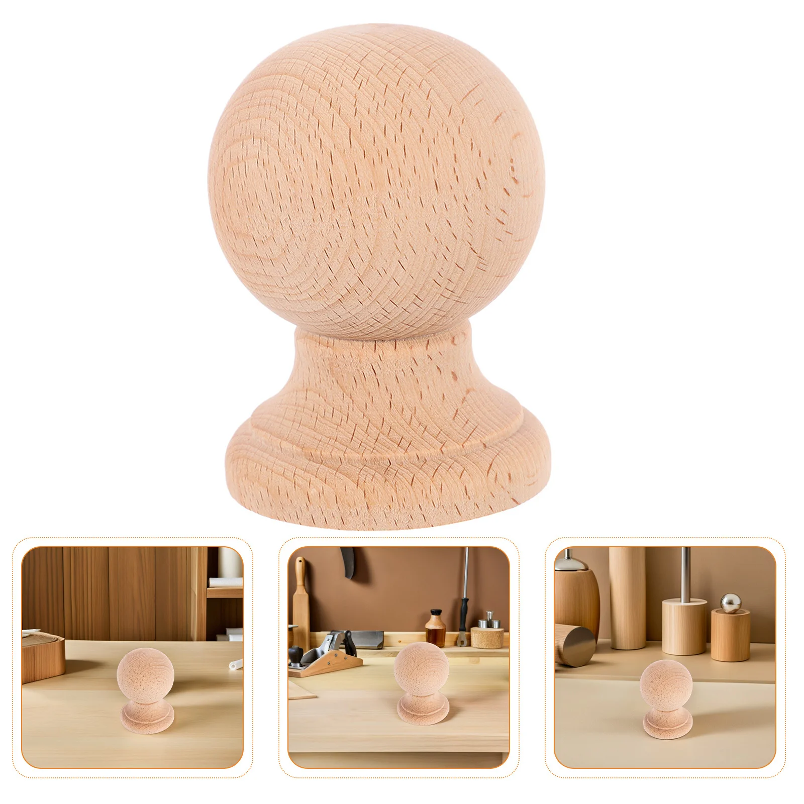 

Solid Hardwood Round Finial 14x12cm Unfinished Wooden Staircase Baluster Bed Post Cap for Indoor Stair Railings Furniture