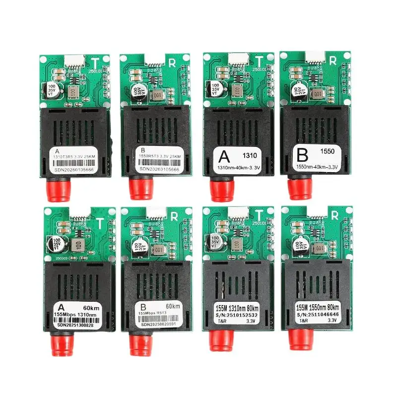 TTL Optical Transceiver Module DC 5.5-26V FC Interface For Drones Terminal Equipment RX/TX/AV/VCC/GND 20KM/40KM/60KM
