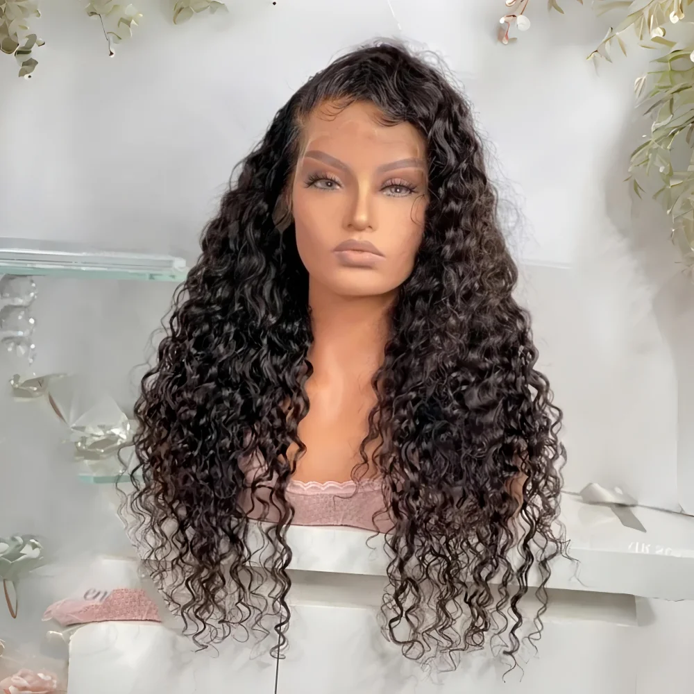 

Черные кудрявые парики без клея, 26 дюймов, 180% плотность, 13*4*1, с кружевной передней частью, для женщин, с детским волосом, из синтетического волокна, для повседневной носки