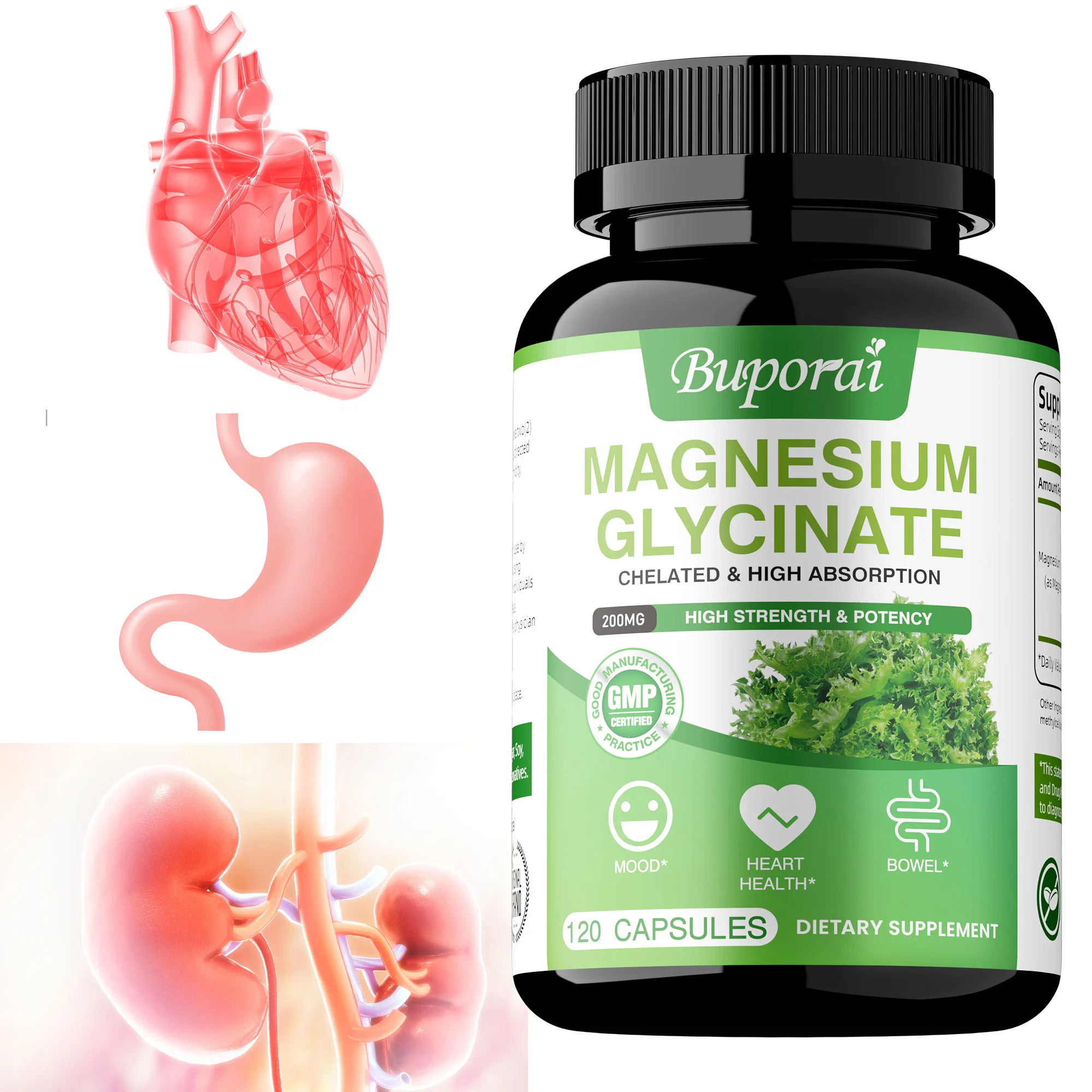 

Глицинат магния — уменьшает стресс и тревогу, помогает у сна, метеболизм, повышает энергию, способствует мозга, нервной системы.