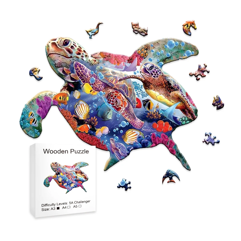 

Turtle Wooden Puzzle Peacock Tai Chi Rules JigsawPuzzle Children's Game Gift Education Game DIY Crafts Brain Trainer Puzzle Game