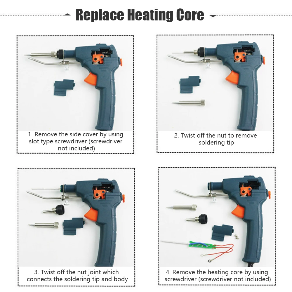 Pistola de solda portátil 60W, ferro de solda elétrico aquecido internamente, ferramenta de soldagem de fio de estanho - operação fácil com uma mão