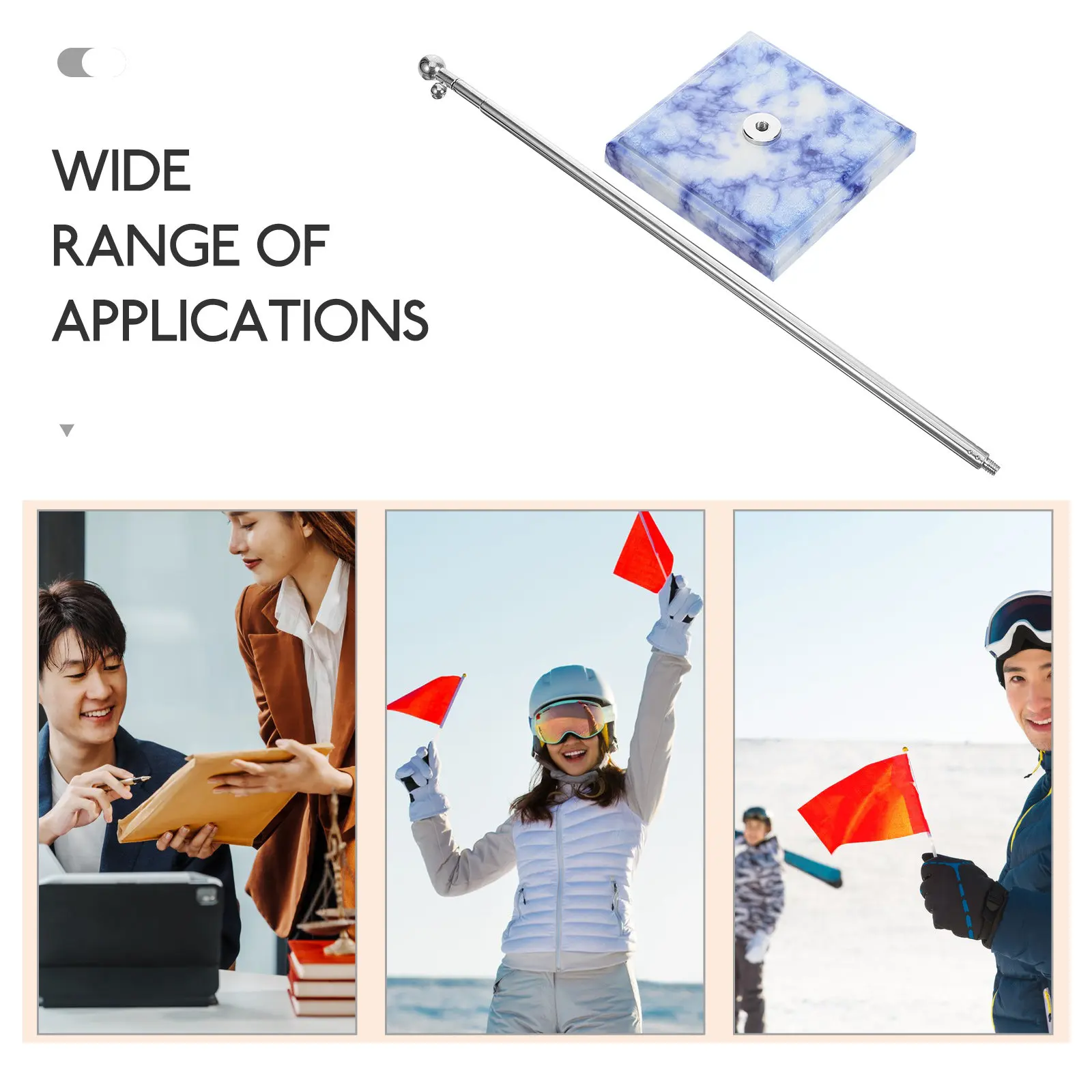 Metal Desktop Flag Stand with Stable Base for Table Flag Display Indoor Outdoor Use Office Home Party Holiday Flagpole Holder