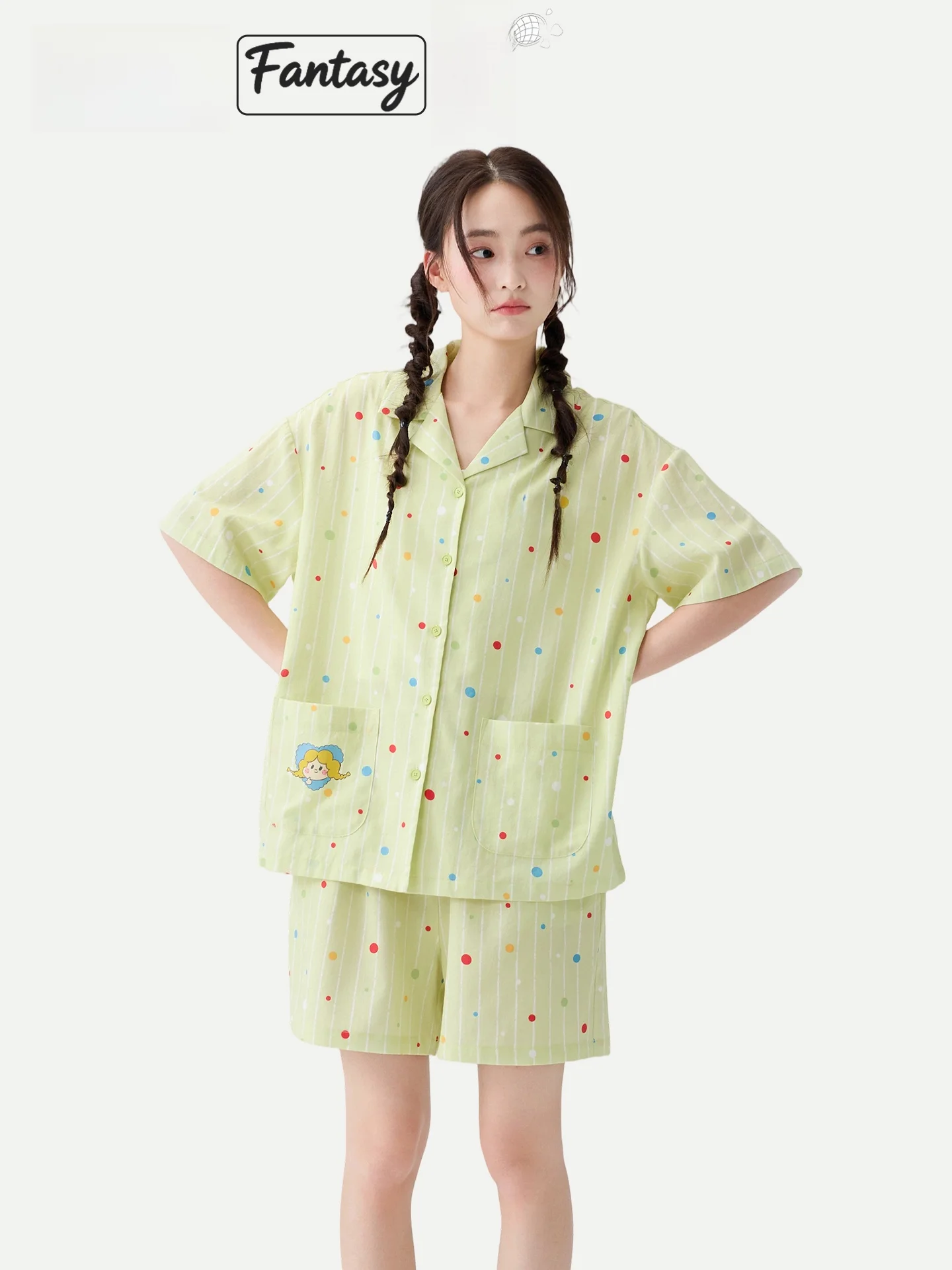 

PinkBread Cute Girl's Summer Sleepwear Short Sleeve Cotton Home Clothes Women's Style Loose Fit Home Comfortable Night...