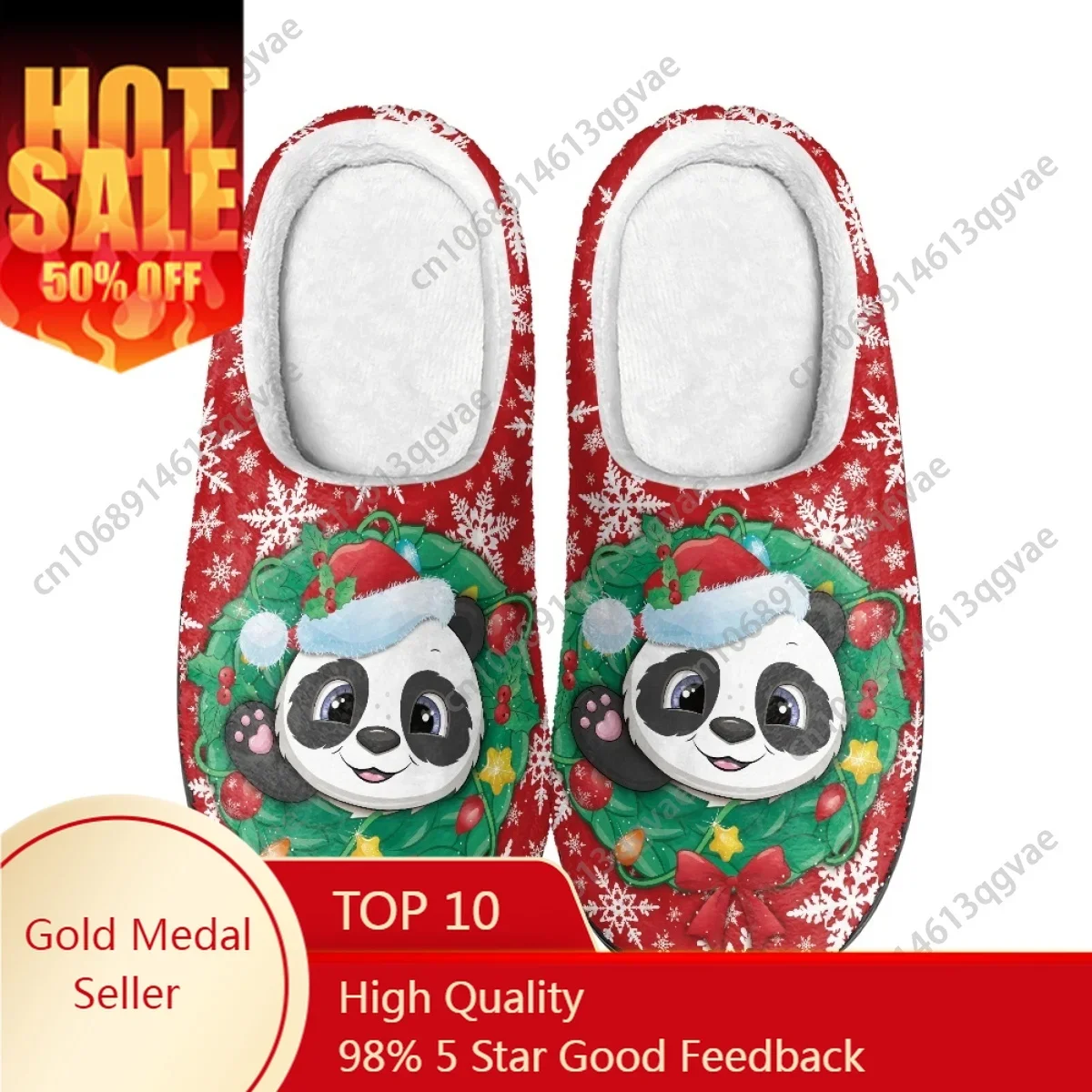 Christmas Cute Panda Snowflakes Dachshund Pink Home Cotton Slippers Mens Womens Teenager Plush Bedroom Keep Warm Custom Slipper