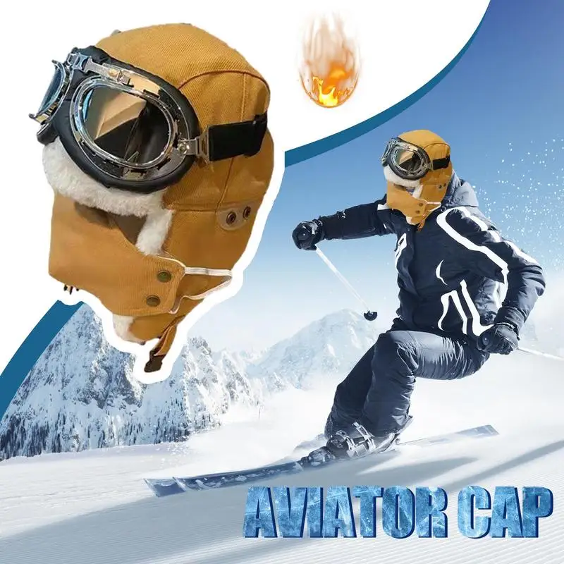 Pilot Winter Hat Winter Trapper Hat Pilot Goggles Costume Accessories Winter Hat Multifunctional Pilot Hat And Goggles For