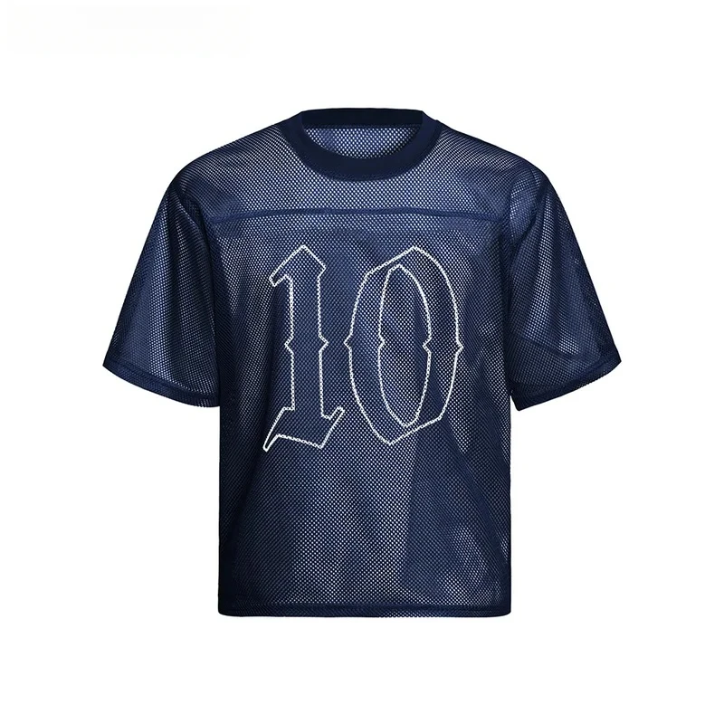 

【Mirrordust】Сетчатая футболка с короткими рукавами и буквенным принтом, мужская двусторонняя летняя футболка с круглым вырезом и половиной рукава с принтом для мужчин