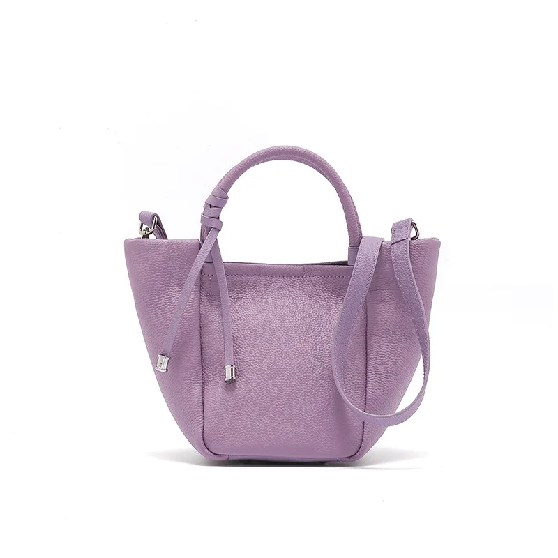 

Genuine Leather Women Vegetable Basket Handbags Female Niche Design Shoulder Crossbody Totes Messanger Bag Large Capacity Purses