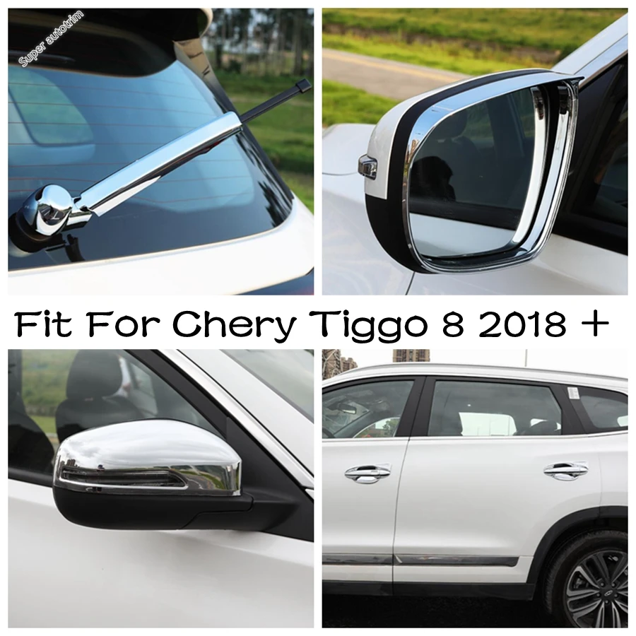 

Rearview Mirror / Window Wiper / Door Handle Bowl Cover Trim Fit For Chery Tiggo 8 2018 - 2022 ABS Chrome Accessories Exterior