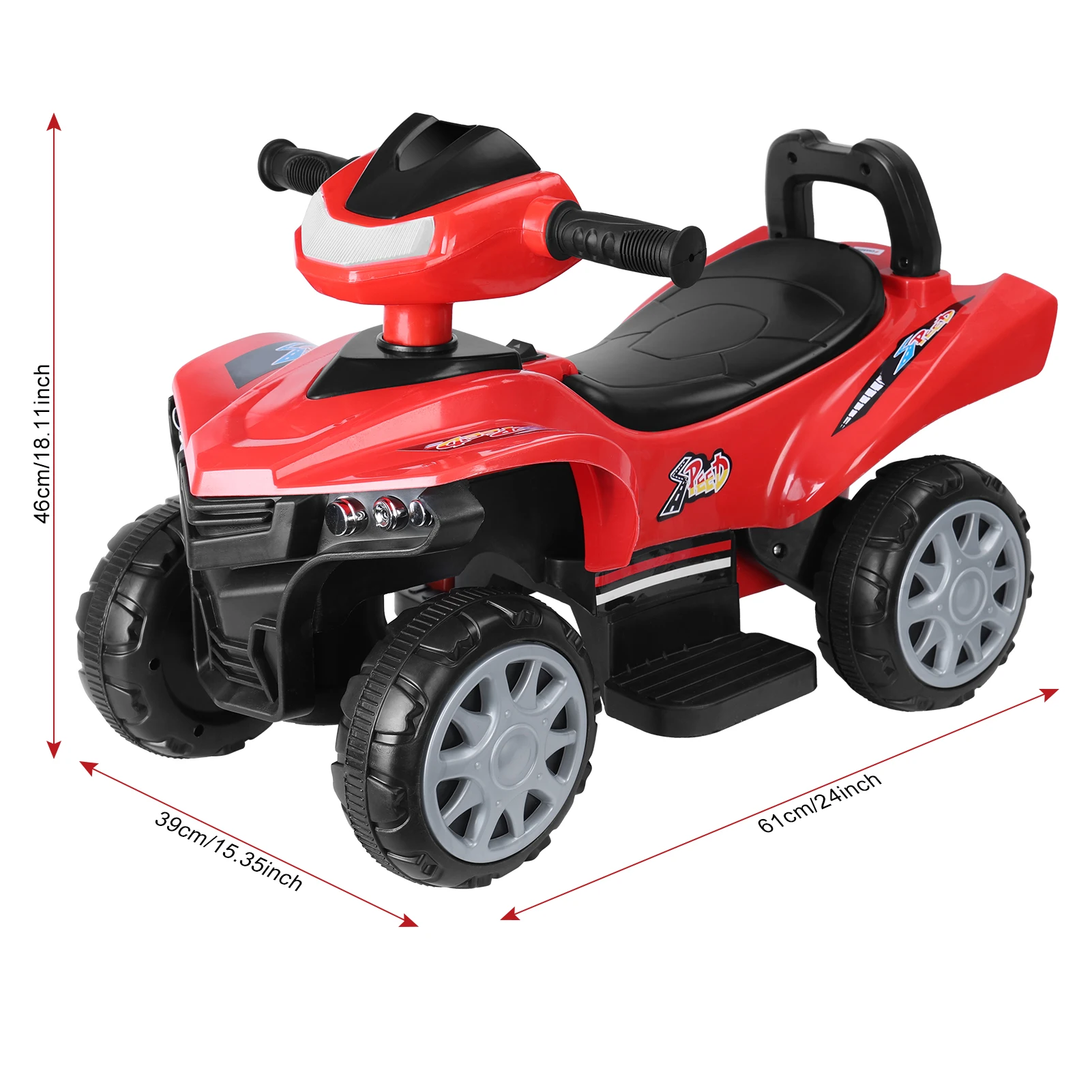 รถเด็กนั่งบนรถ 6V, รถเล่น ATV สี่ล้อ 4 ล้อ, รถยนต์ไฟฟ้าสําหรับเด็กวัยหัดเดิน, ความเร็วสูงสุด 1.8MPH, ยางรองเท้า, ที่จับยาง