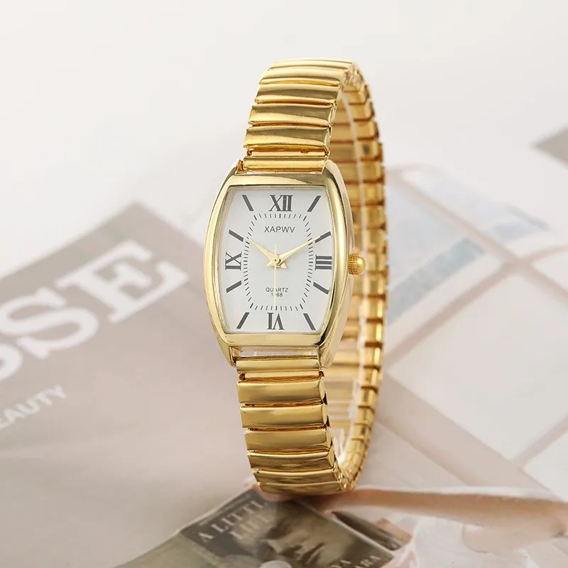 

Fashionable Barrel-Shaped Simple Elegant Elegant Quartz Watch Women's Elastic Band Retro Women's Watch watches for women