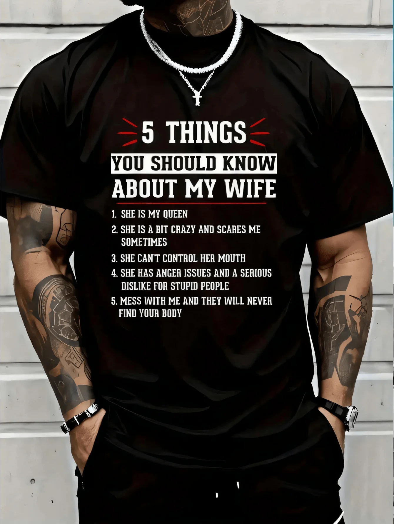 100% Cotton 5 Things You Should Know About Wife Funny Husband Love Wife T-Shirt Women's Men Graphic