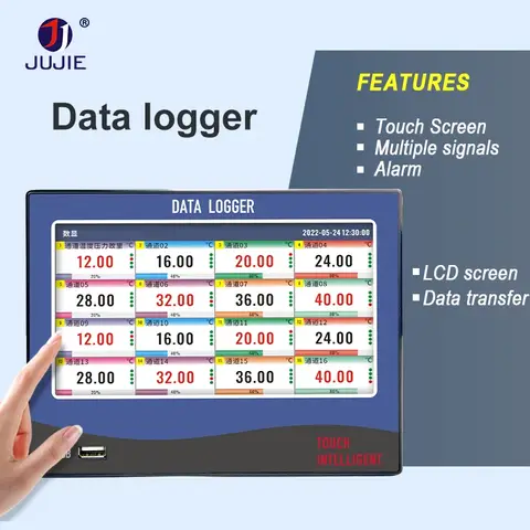 7 Inch Multi-Channel Touch Screen Temperature Humidity Data Logger 8/16 Channel Temperature Data Logger with PT100/Cu50/TJ Input