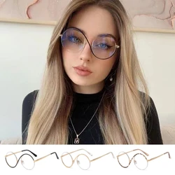 A pair of pc metal half-frame optical anti-blue glasses, female comfortable flat mirror can be equipped with myopia glasses.