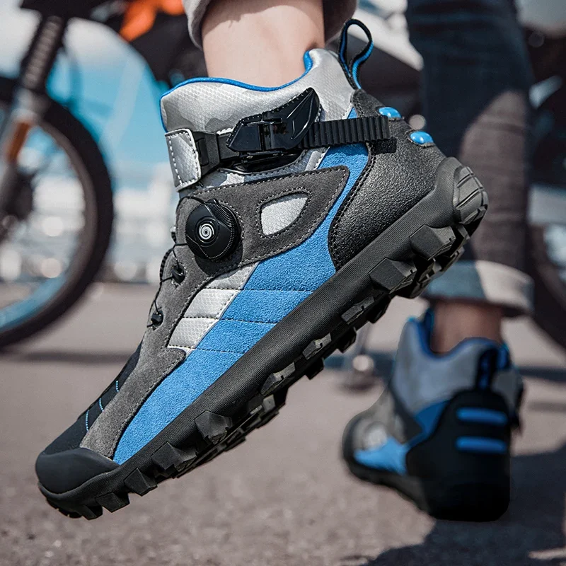 Men\'s Motorcycle Ankle Boots Motocross Racing Shoes Women Breathable Mesh Biker Boots Anti-slip Shoes Leather Motorcyclist Boots