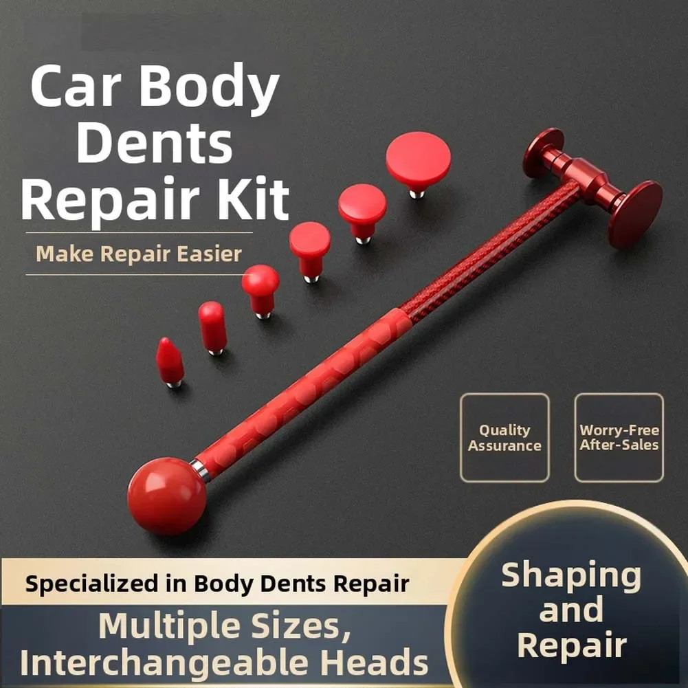 Paintless Dent Removal Kit Featuring Ergonomic Carbon Fiber Handle and 20 Precision Fit Alloy Heads for Car Panels