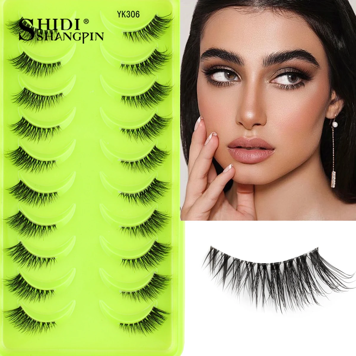 6/10 pairs Half Lashes 3D Mink Lashes Faux Mink Fluffy Lash Soft Full Thick Wispy Eyelash Dramatic False Eyelashes Makeup