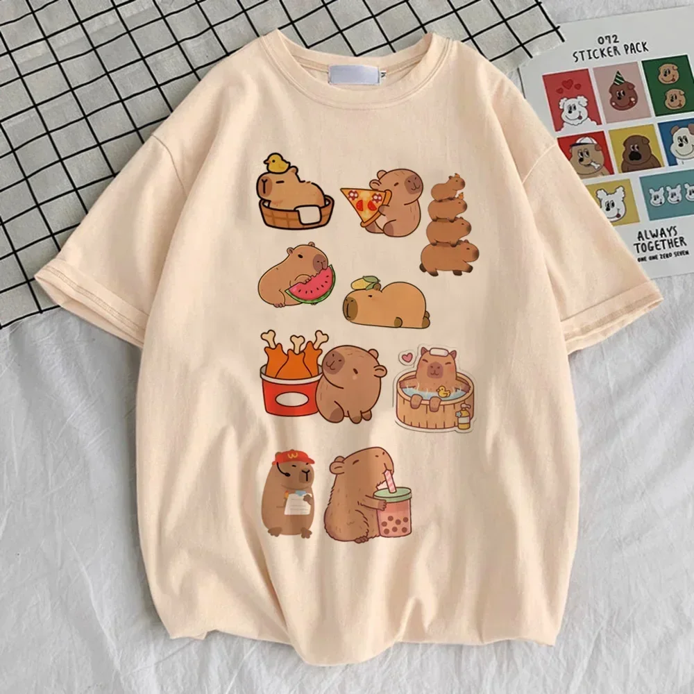 

Capybara Kapibara, женская модная кавайная одежда, футболки, мягкая футболка с круглым вырезом, милые топы, футболки с графикой