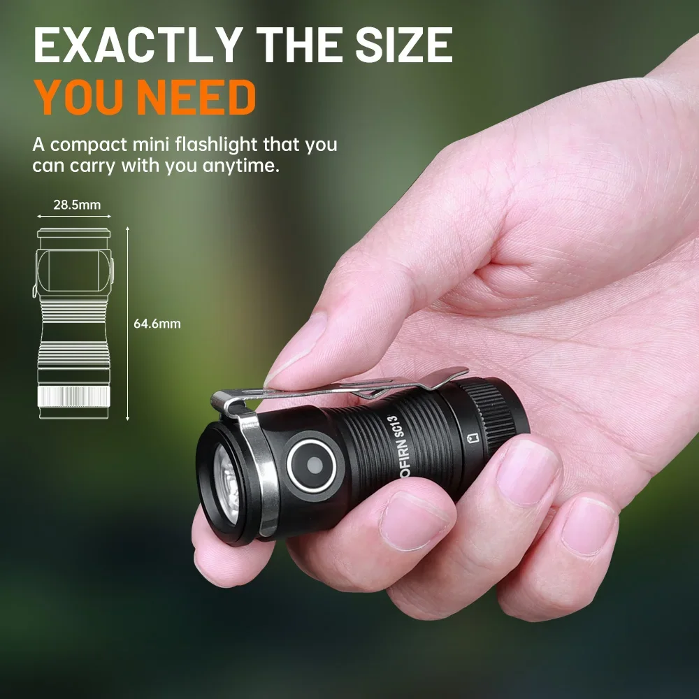 Sofirn-SC13 SST40 LED 1300lm Mini Tactical 18350 Flashlight 6000K Keychain Emergency Torch