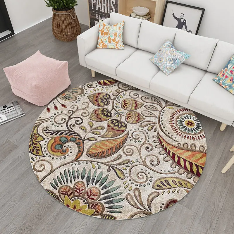 Mandala Round Carpets Ethnic Style Living Room Bohemia Rug Persian Carpet Bedroom Beside Chair Hanging Basket Entryway Mats