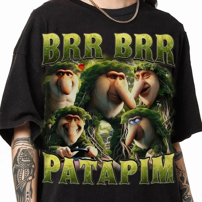 Brr Brr Patapim Italian Brainrot T-Shirt, Italian Brainrot Shirt, Brainrot Vintage Bootleg shirt, Unhinged Clothes, Weird Tee