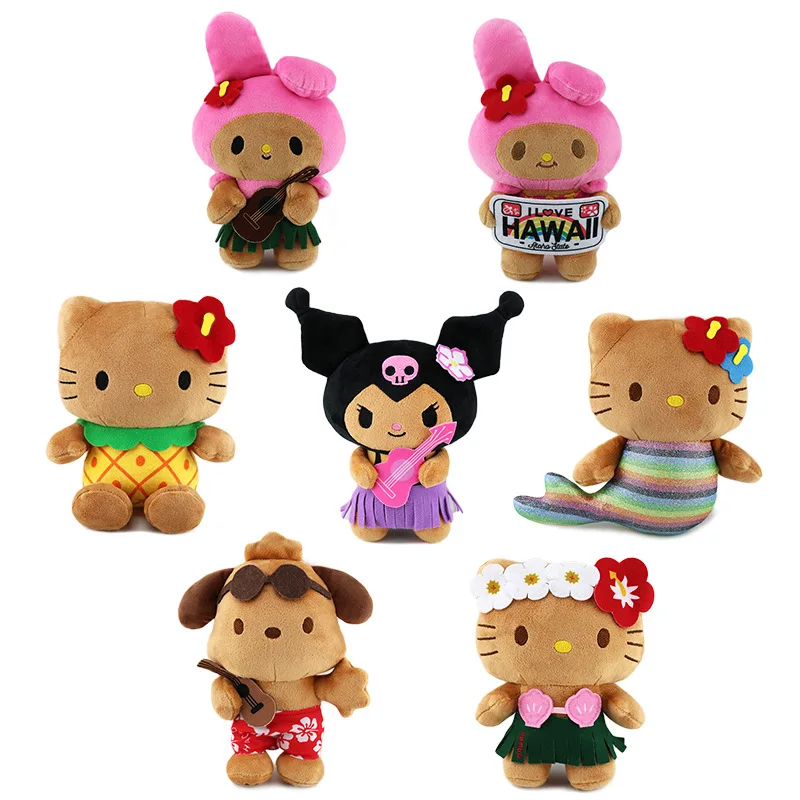 Sanrio Olá Kitty boneca de pelúcia sereia, couro preto pingente, melodia, Havaí Limited, bonito, fabricante vendas diretas