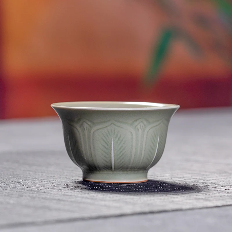 |Longquan Celadon Kung Fu Tea Cup Master Cup Single Cup Personal Dedicated Household Handmade Ceramic Secret Glaze Tea Cup Bowl