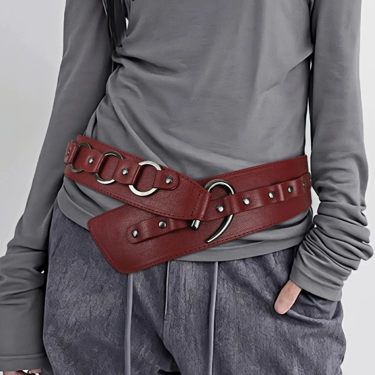 YK2 Retro nuevo estilo Cool Girl cinturón negro con hebilla cinturones para todas las ocasiones falda decorativa americana cinturón Punk de moda