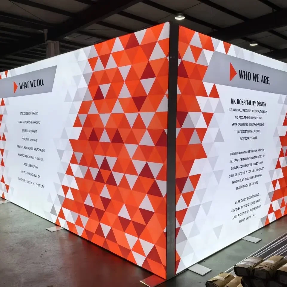 High Quality Durable Aluminum Frame 20x10 6x3m Modular SEG Lightbox Backlit Display Exhibition Booth Design