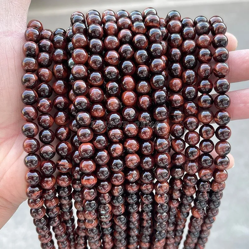 High Quality Natural Stone Red Tiger Eye Beads Round Loose Spacer Bead For Jewelry Making DIY Charm Bracelets Accessory 4-20mm