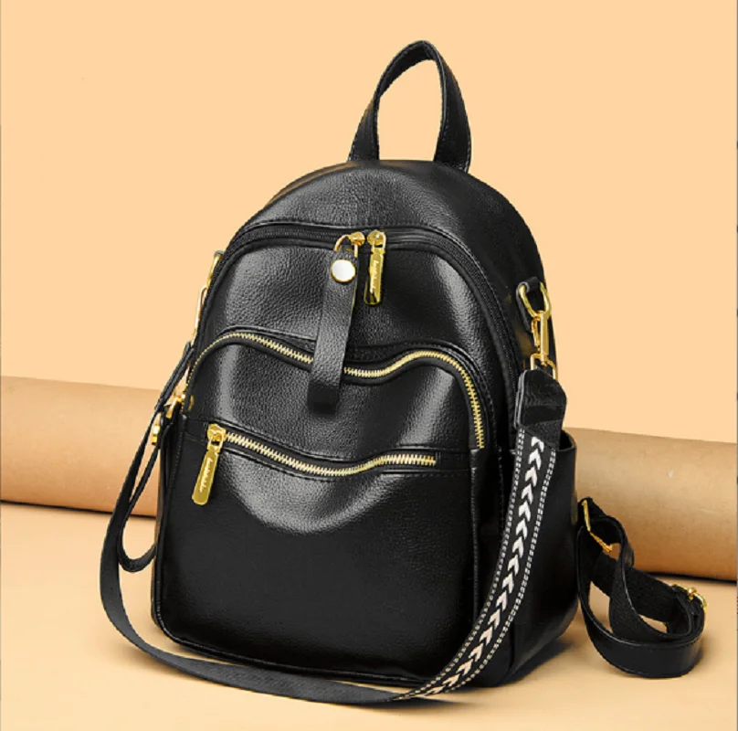 

New Arrival Women Solid High Quality Soft Leather Backpack Luxury Designer Laptop School Bag Large Capacity Travel Shoulder Bags