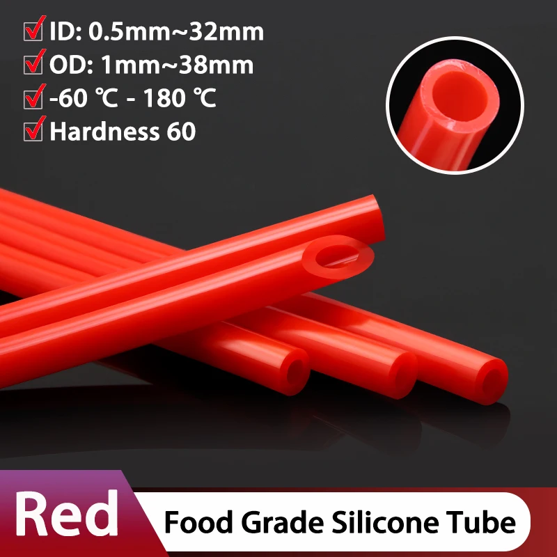 1~10m Food Grade Red Soft Silicone Rubber Hose ID 0.5 1 2 4 5 6 7 8 10 12 14 16 18 20 25 32mm Soft Pipe Flexible Silicone Tube