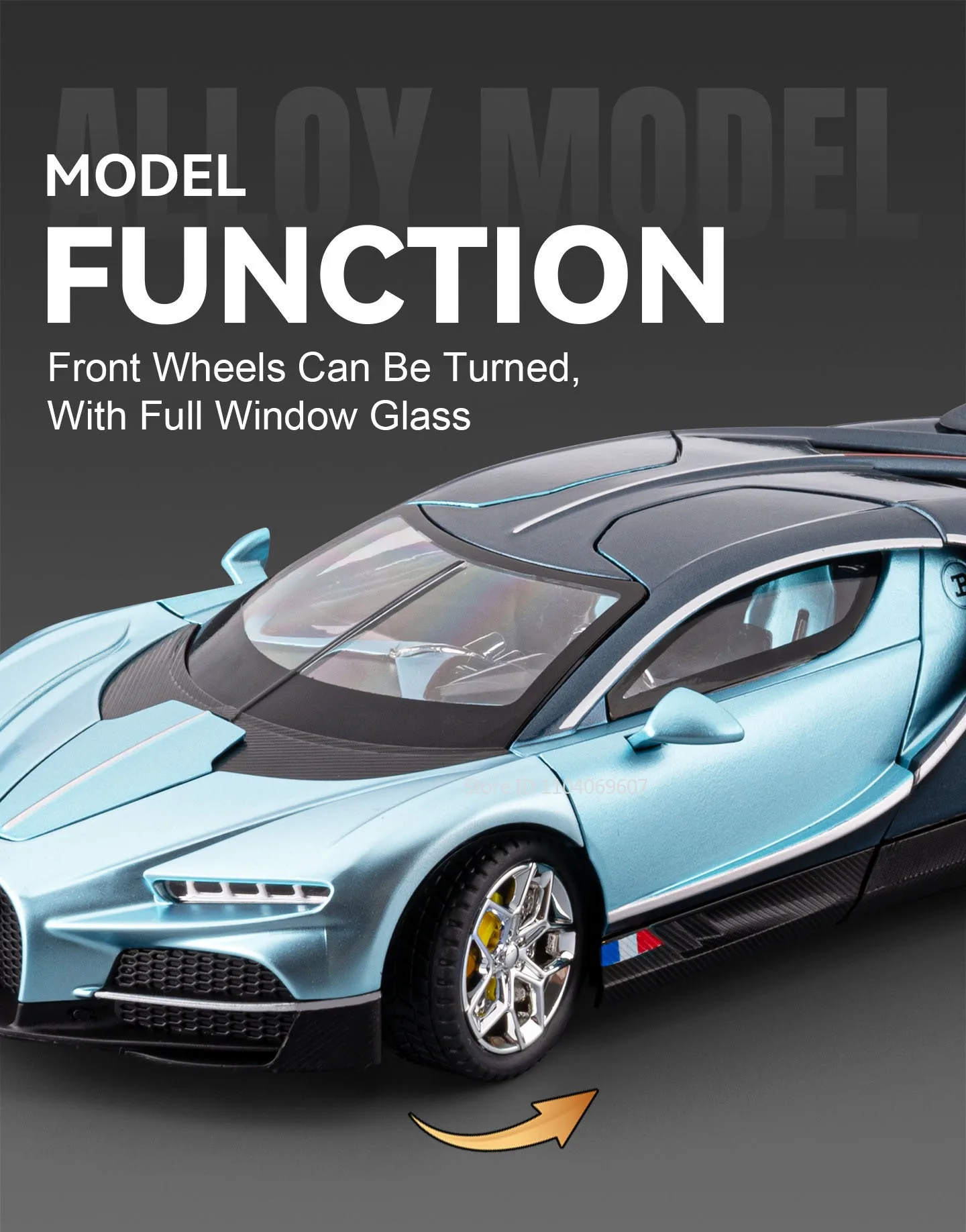 1:24 Tourbillon GTR S15 Modell Sportwagen Spielzeug Legierung Druckguss Sound Licht Türen geöffnet Stoßdämpfung Ornament Supercar für Kinder – Detail 10