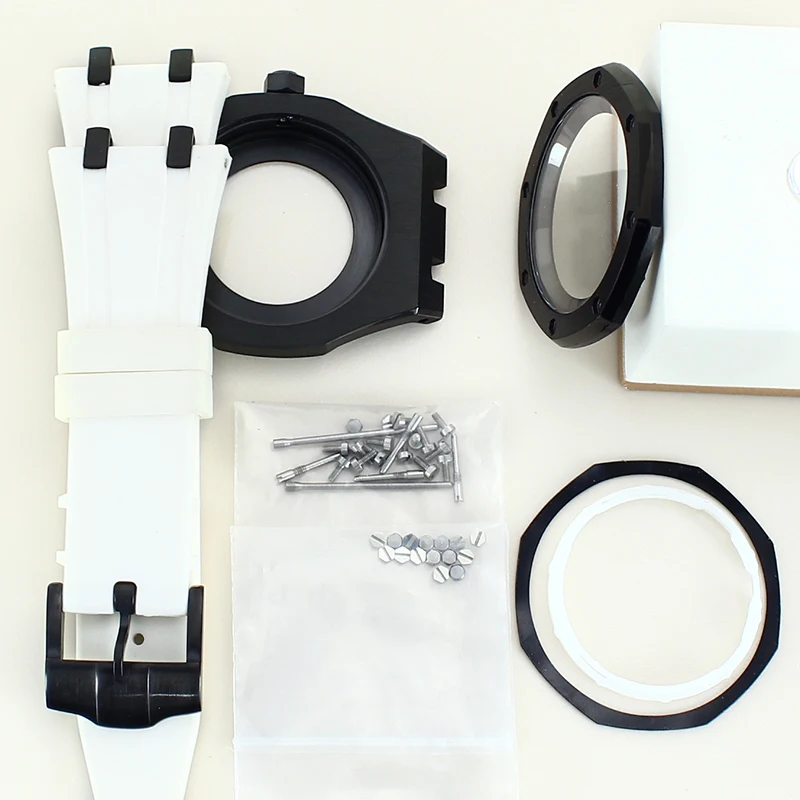 Caja de reloj Vintage para hombre, modelo de roble modificado NH35, correa de goma de acero inoxidable 316L, cristal de zafiro