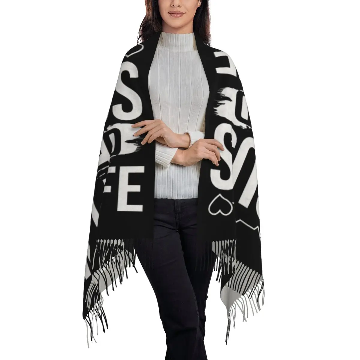 Custom Print Jesus Saved My Life Scarf Women Men Winter Fall Warm Scarves Christ Religion Christian Faith Shawls Wraps