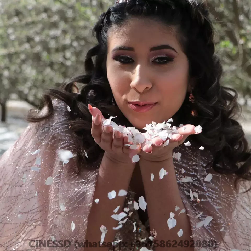 Vestido de quinceañera rosa brillante, vestido de baile con lentejuelas de cristal con capa con cuentas, corsé sin mangas para fiesta de 15 niñas dulces