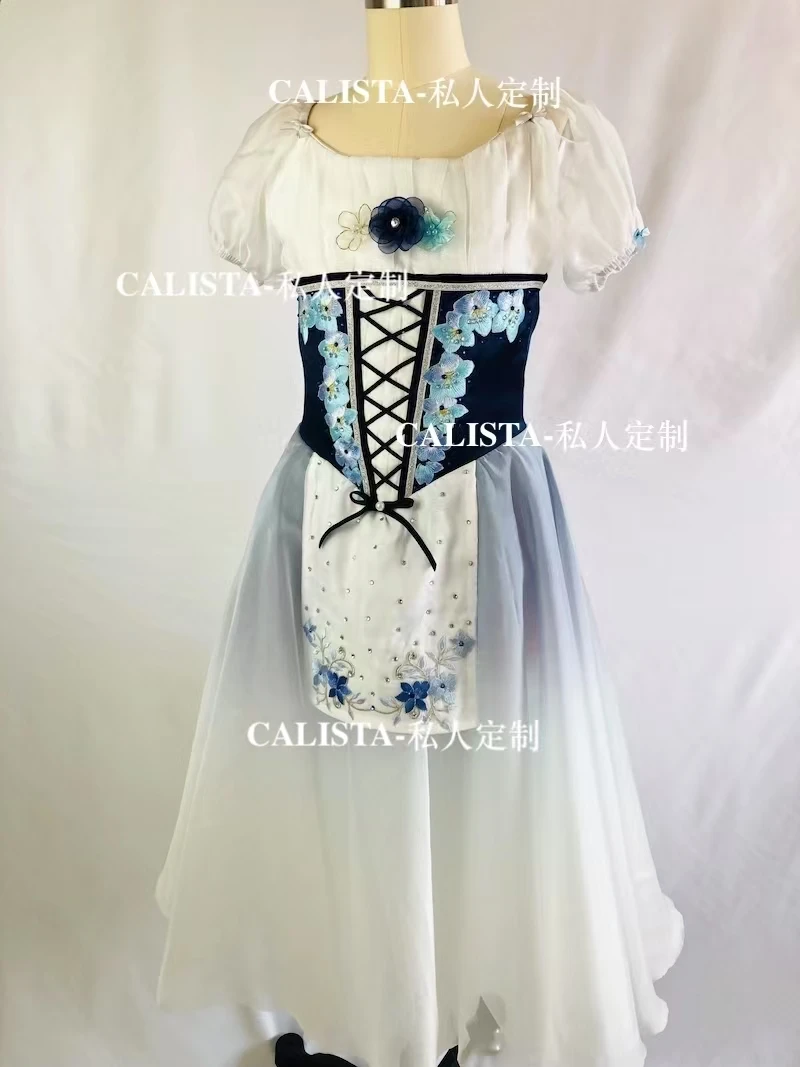 New design can not close the daughter tutu Gabelia variation blue gradient embroidered floral long gauze dress