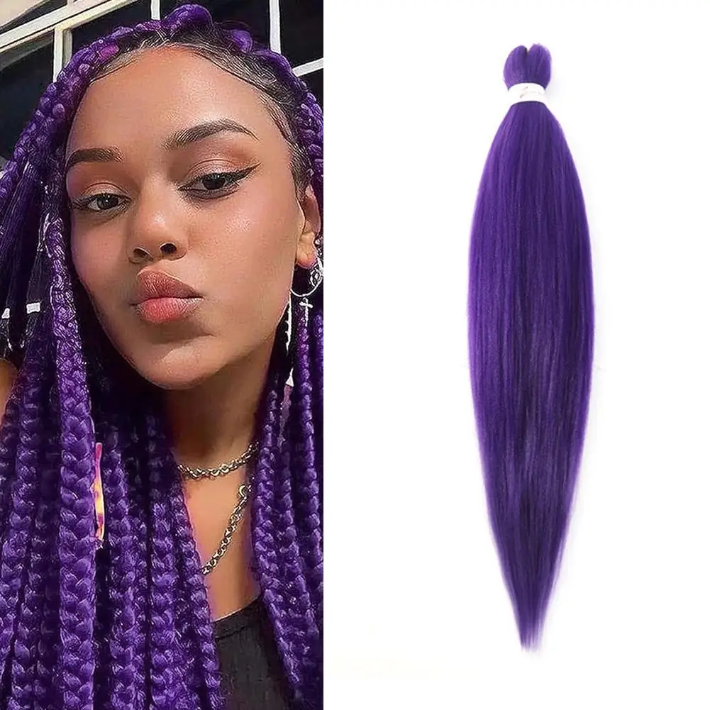26inch Pre Stretched Easy Braid Hair Synthetic Ombre Jumbo Braiding Hair Extension Braid Hair Pink Purple African Woman