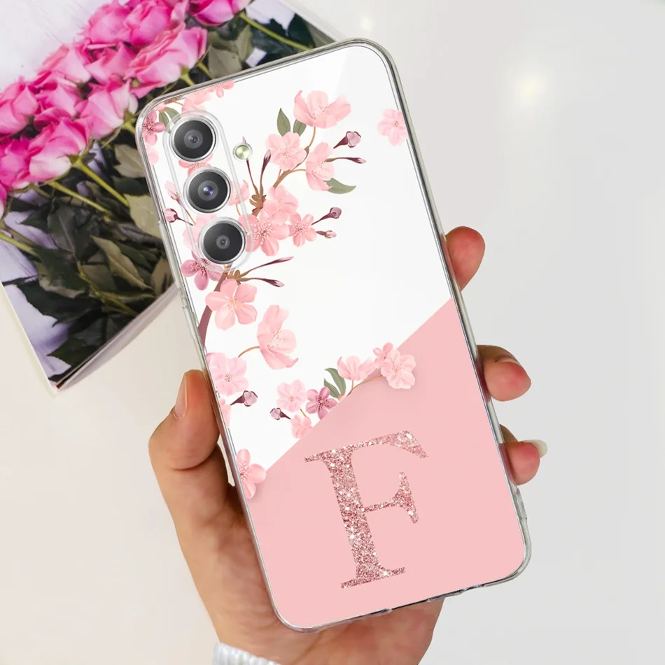 For Samsung Galaxy A55 Case Samsung A55 5G SM-A556B 2024 Cute Letter Soft Silicone Clear TPU Slim Phone Back Cover