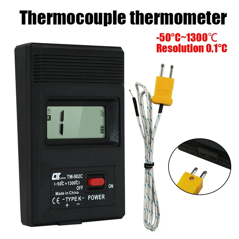 TM-902C K Type Digital LCD Temperature Detector -50℃ to1300℃ Thermometer Industrial Thermodetector Meter + Thermocouple Probe