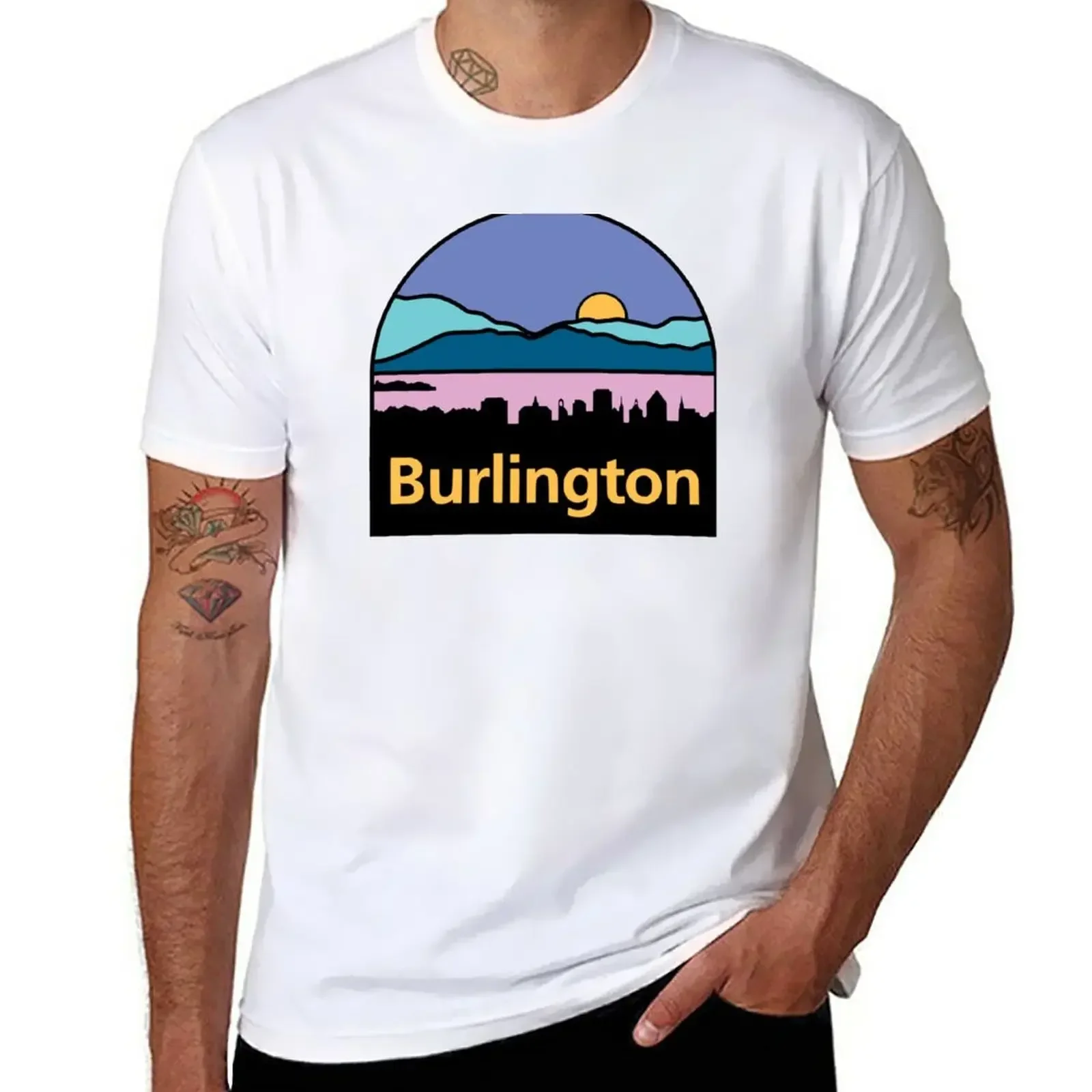 mens summer Tops Hattori  Classic harajuku mens summer Logo of Burlington, Vermont T-Shirt cute tops oversized mens big