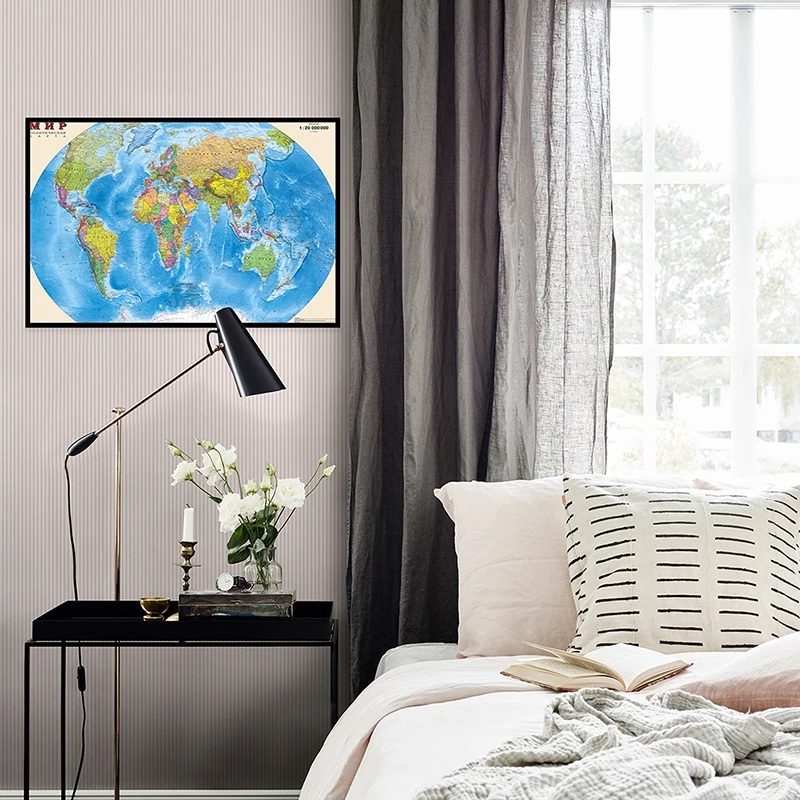 59*42cm la mappa del mondo politico in russo Poster da parete pittura su tela decorazione della casa per bambini educazione regalo di compleanno