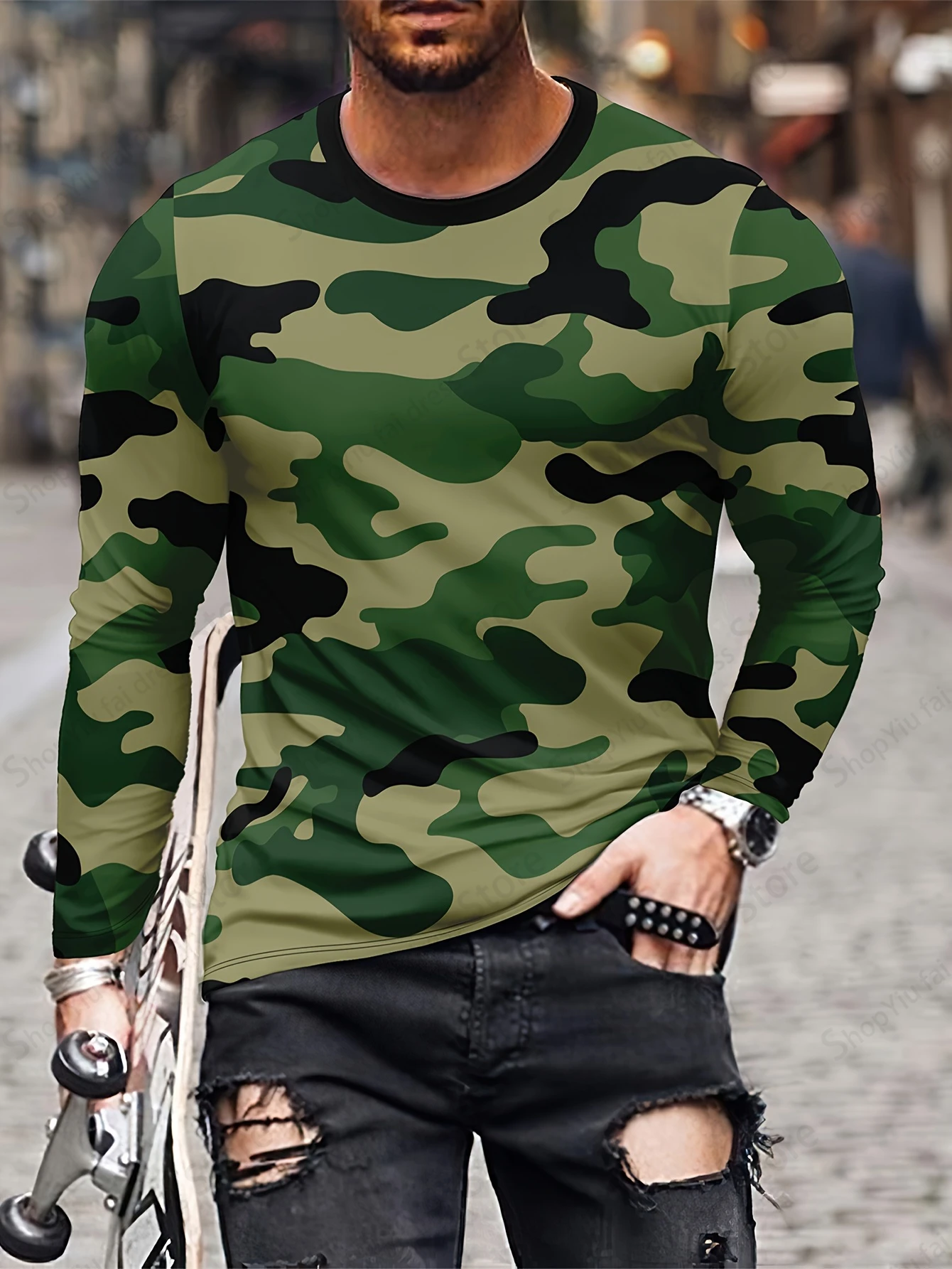 

Long Sleeve T-shirt 3d Camouflage Print T-shirt Men Women Fashion Tops Tees Outdoor Sportwear T Shirt Camo Clothing Plus Size