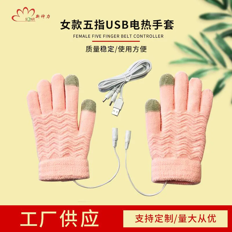 5-finger Heating USB Gloves with Heat Rays Warm Touch Screen Winter Man Mitten Heated Women's Paws Leather Winterize Accessories