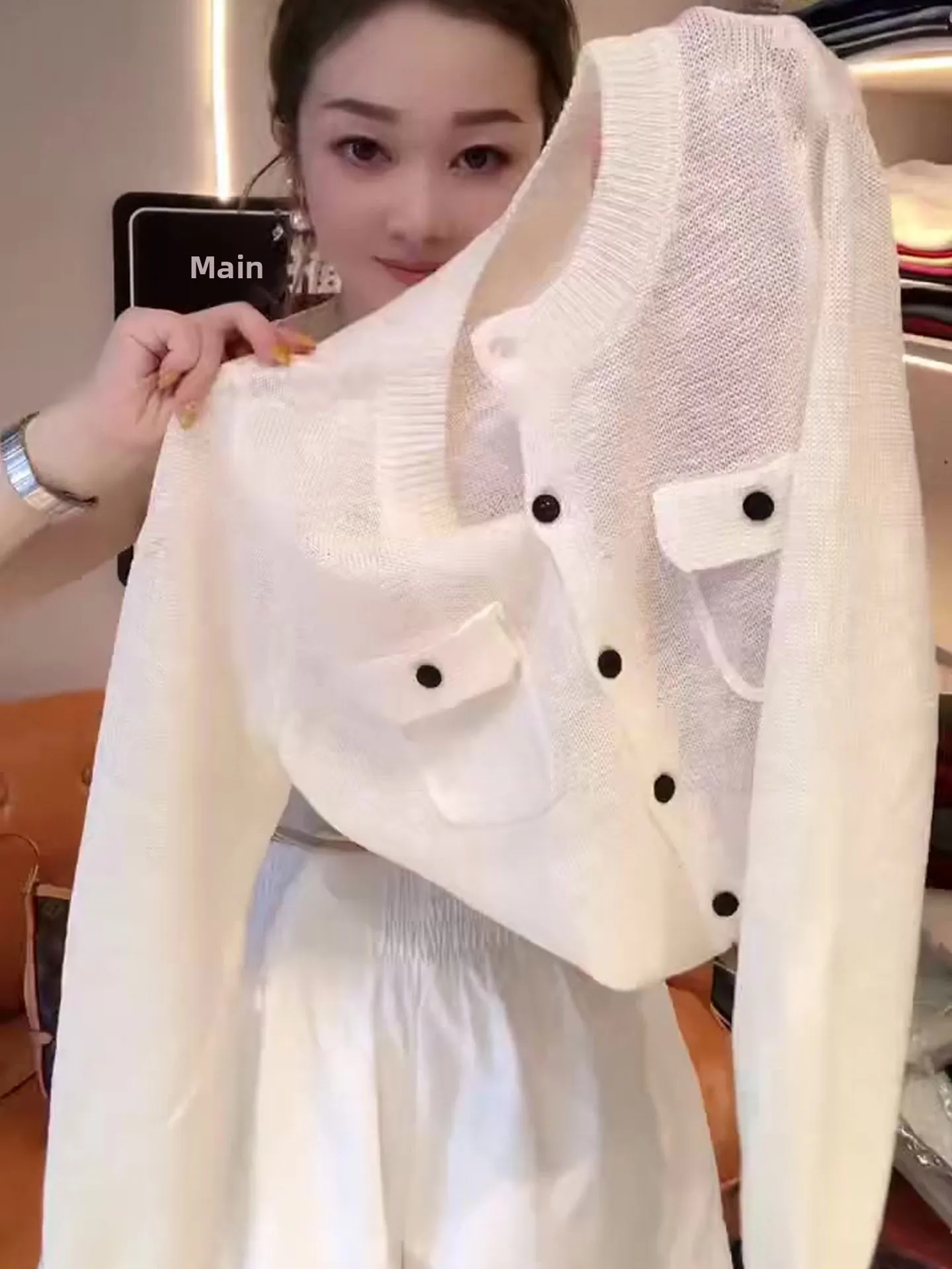 

Ele Long Sve Knitted Sweater Soft Gentle Sle Single Button Design Korean Version Straight Cut Silk Top for Women