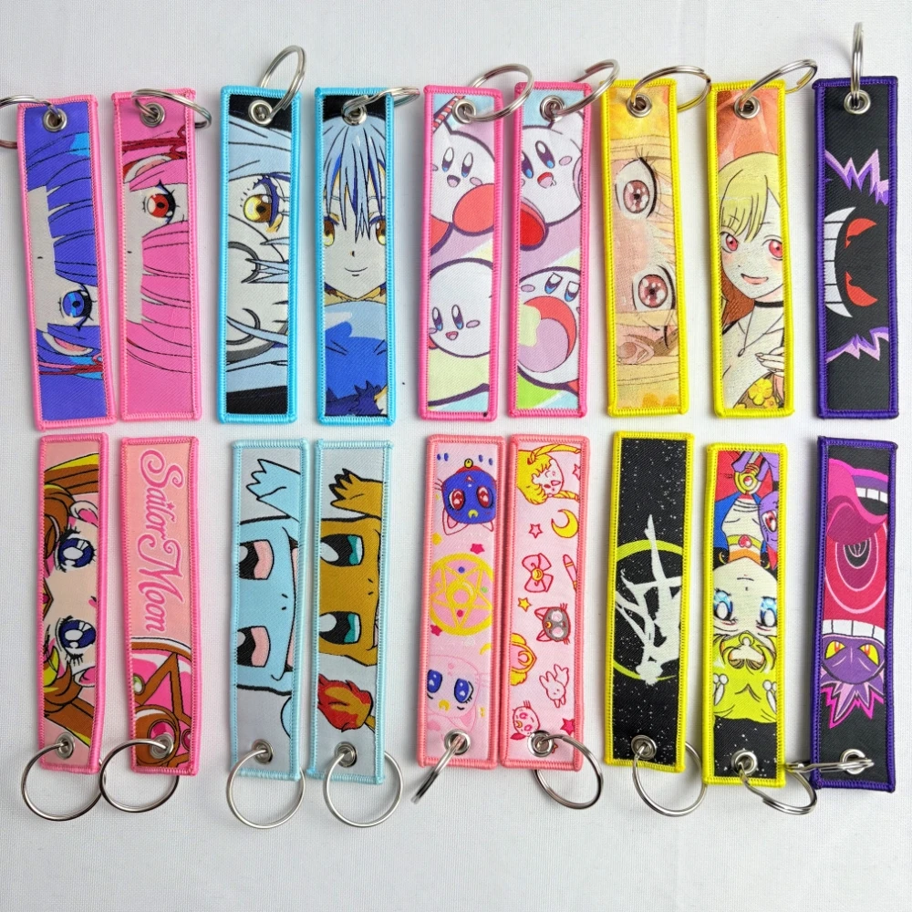 

Embroidered Tag keys Car Keychains for Motorcycles Men Keyring Japanese Anime Women Men Novel Fashion Jewelry Accessories Gifts