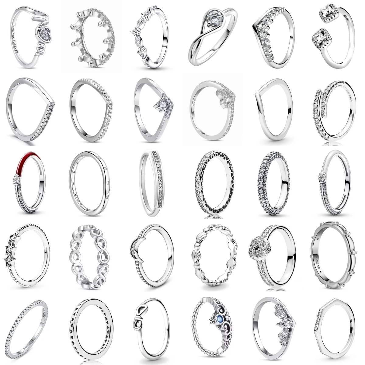 فاخر أصلي 925 فضة المياه الأم تاج القمر الحب خاتم الزواج مجموعة للمرأة مجوهرات حفلة هدية أشياء من 1 دولار #1