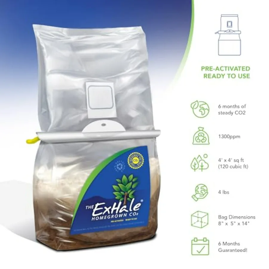 Indoor grow rooms: Mycelium-infused CO2 grow bag, beige, 6-month CO2 enrichment, 4 lbs each, pack of 3