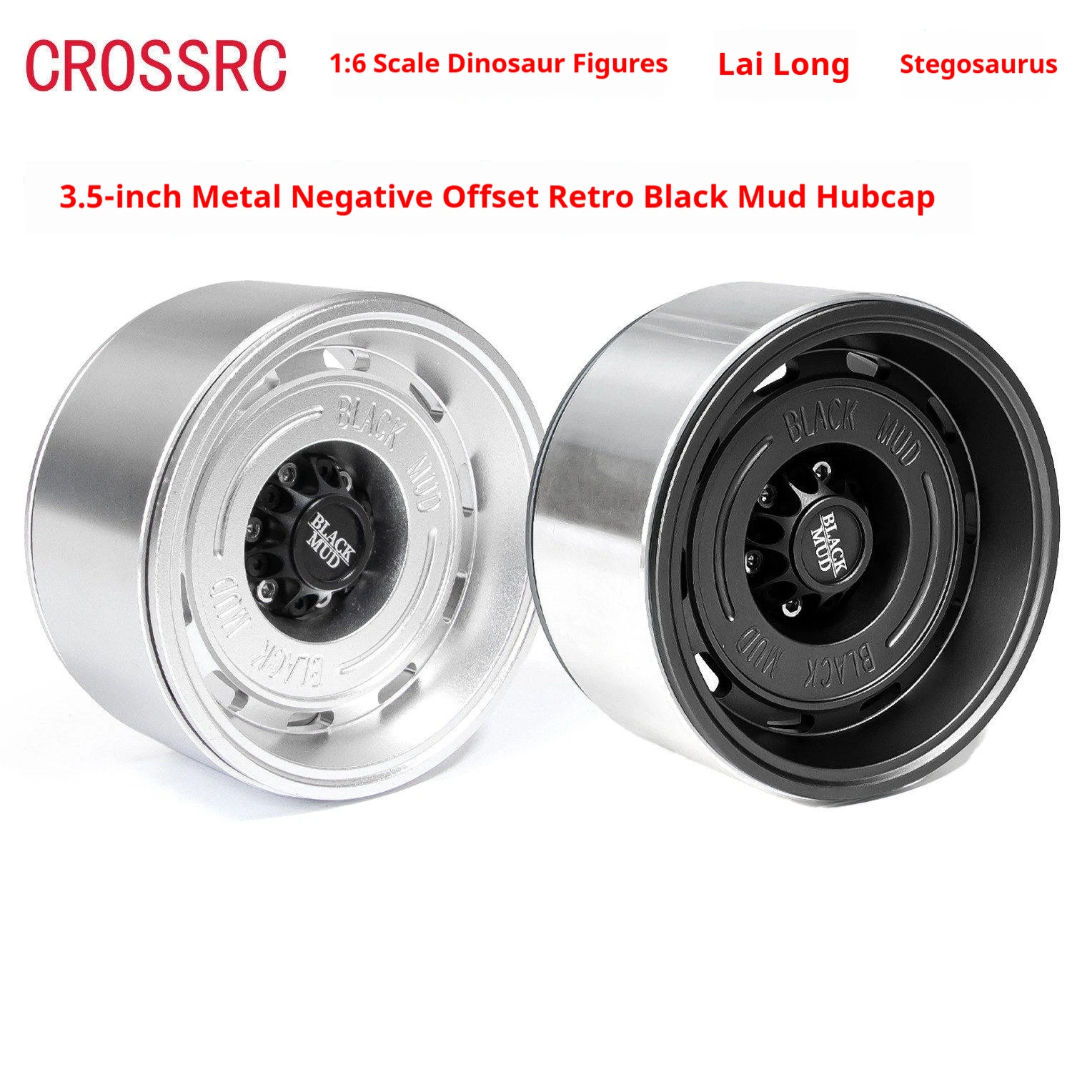 

Crossrc 3.5 Inch Metal Retro Black Mud Wheel Rims Upgrade Modified Parts For 1/6 Rc Thunder Dragon Stegosaurus Dinosaur Crawler